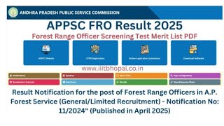 Appsc Fro Result 2025  Cut Off Marks Merit List