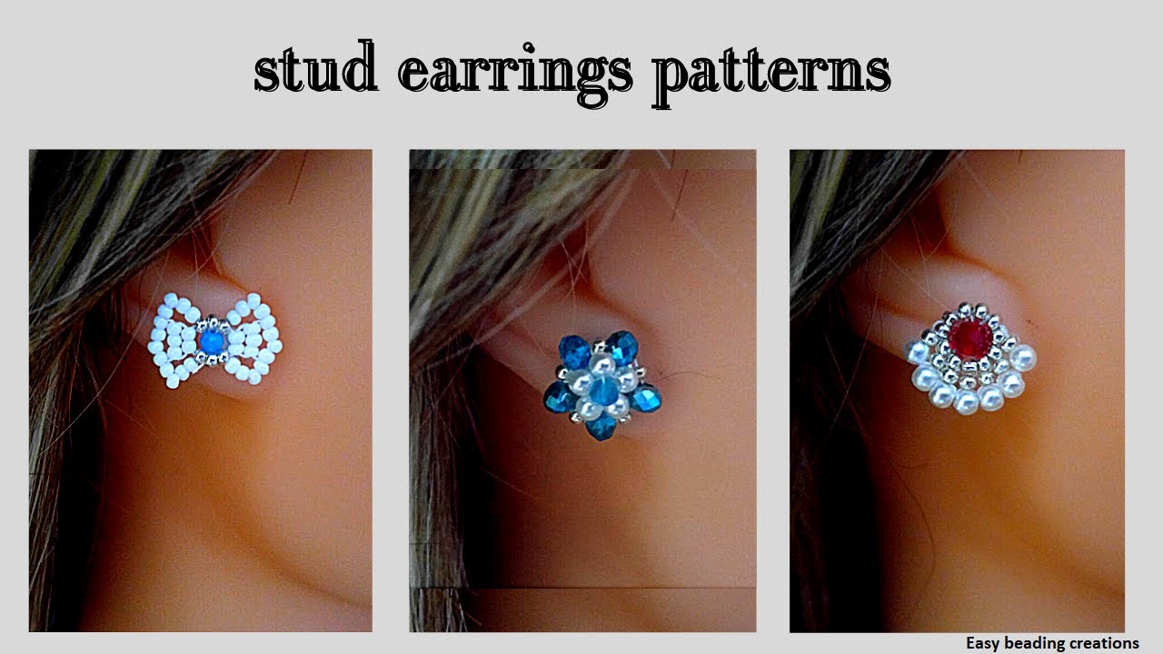 DIY seed beads stud earrings. How to make beaded earrings. Jewelry making 