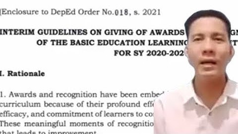 DO NO. 018, S. 2021 | INTERIM GUIDELINES ON GIVING OF AWARDS AND RECOGNITION IN LIGHT OF THE BELCP