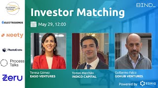 BIND Platform Investor Matching: Easo Ventures, Indico Capital Partners & Gohub Ventures