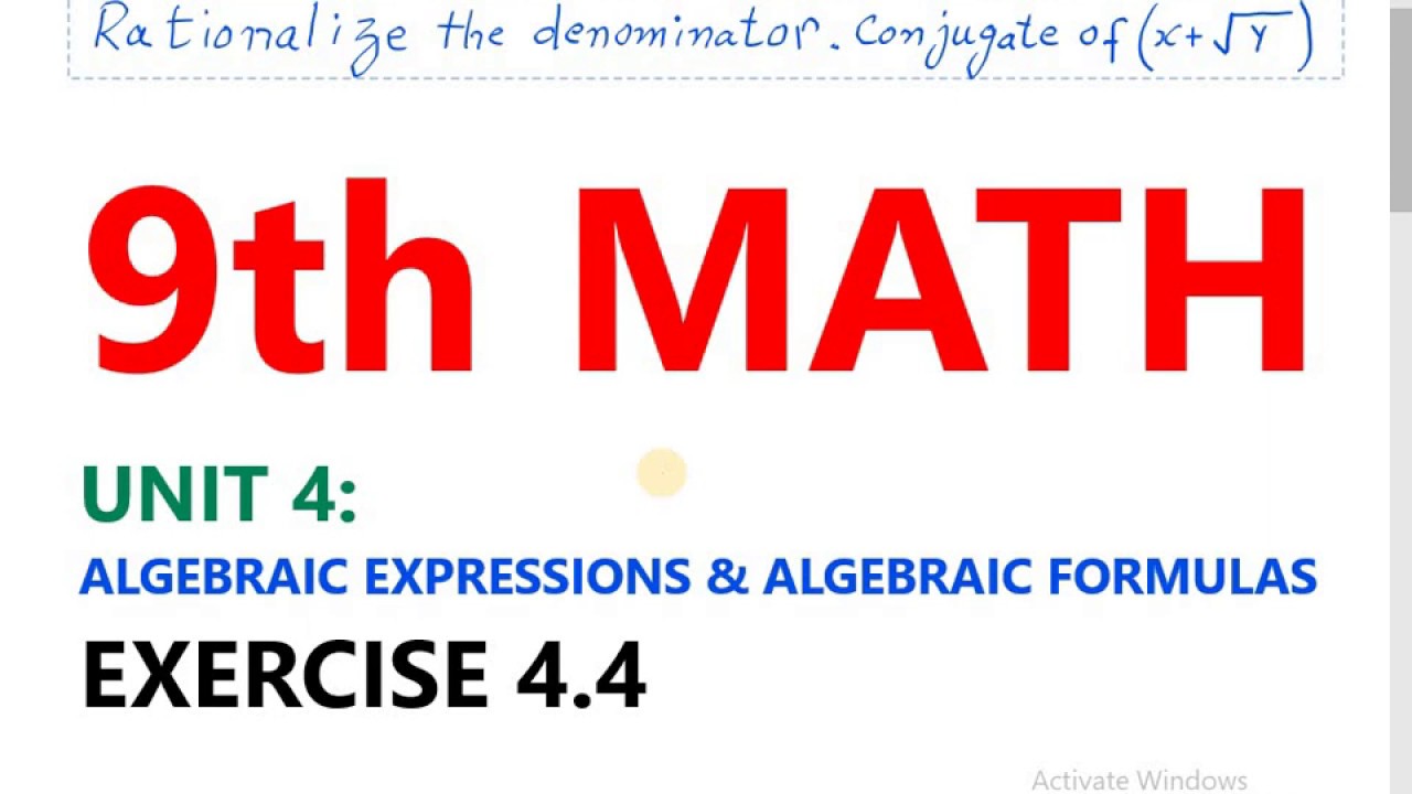 9th class Math Chapter 4 Exercise 4.4 question 1-2 - YouTube