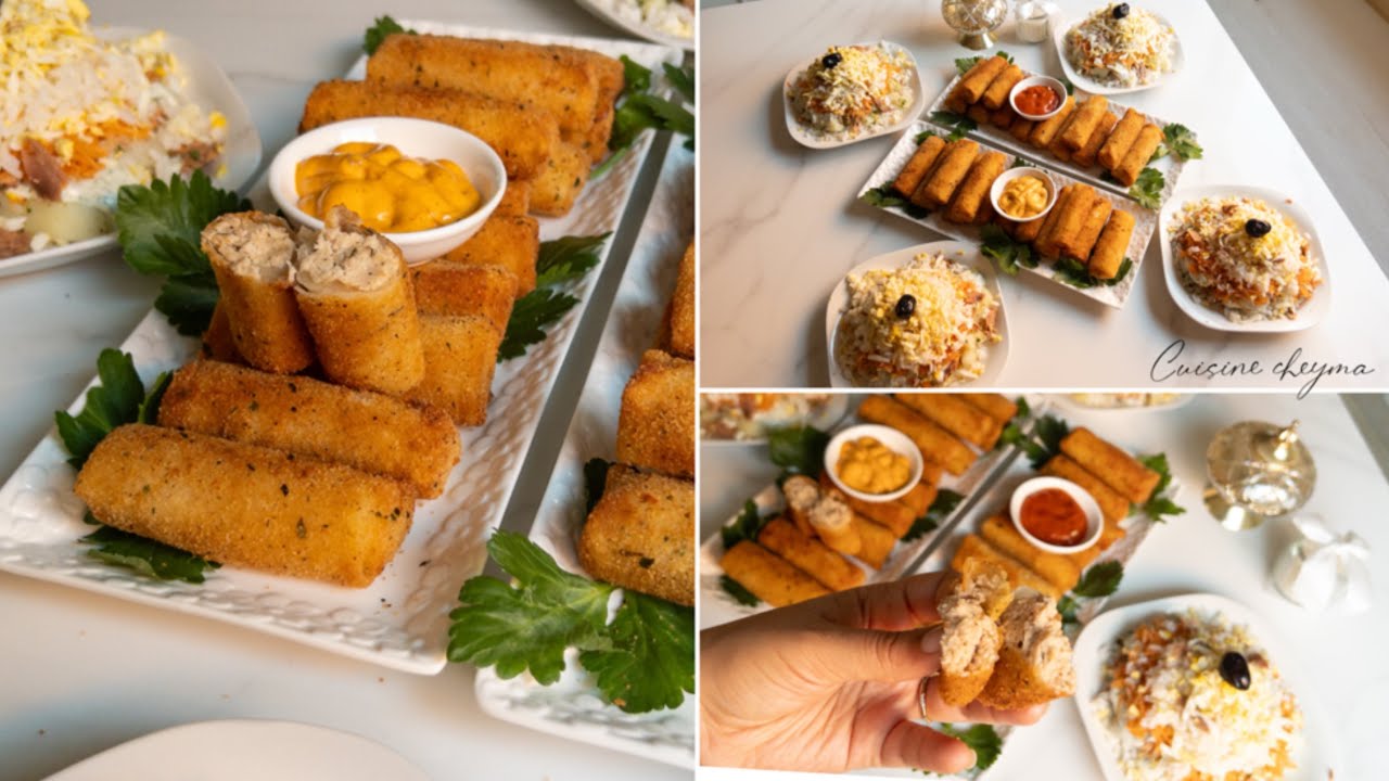 سيكار بفرماج ولاداند فيمي وصدر دجاج بالزعتر مقرمشين مرفقة بسلطة 🥗 متشبعوش منها