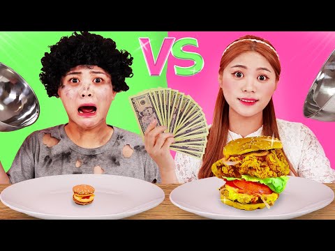   RICH FOOD Vs POOR FOOD CHALLENGE 쌍둥이 먹방 챌린지 HIU 하이유