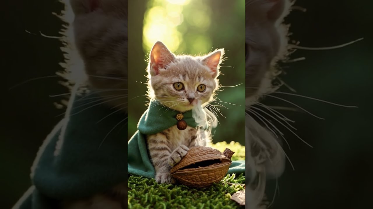 Kitty Explores Enchanted Woods in TINY GREEN CLOAK 🥰 