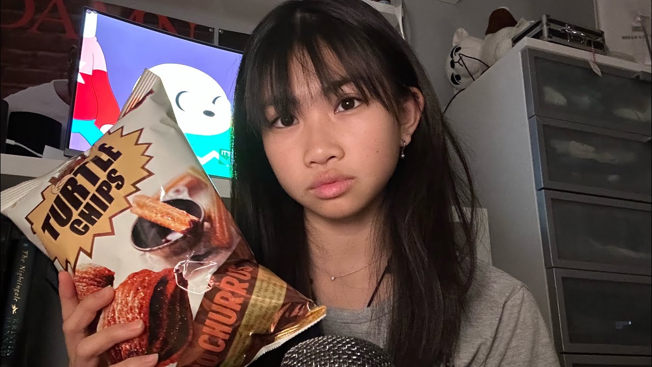 ASMR choco churro turtle chips