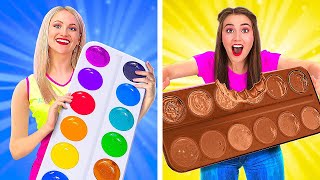 REAL FOOD VS CHOCOLATE CHALLENGE! || How to Eat Food Made of Chocolate Only with 123 GO! GOLD