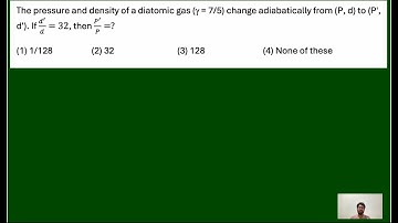 PHY Q0022 || The pressure and density of a diatomic gas ( = 7/5) change adiabatically from (P, d)