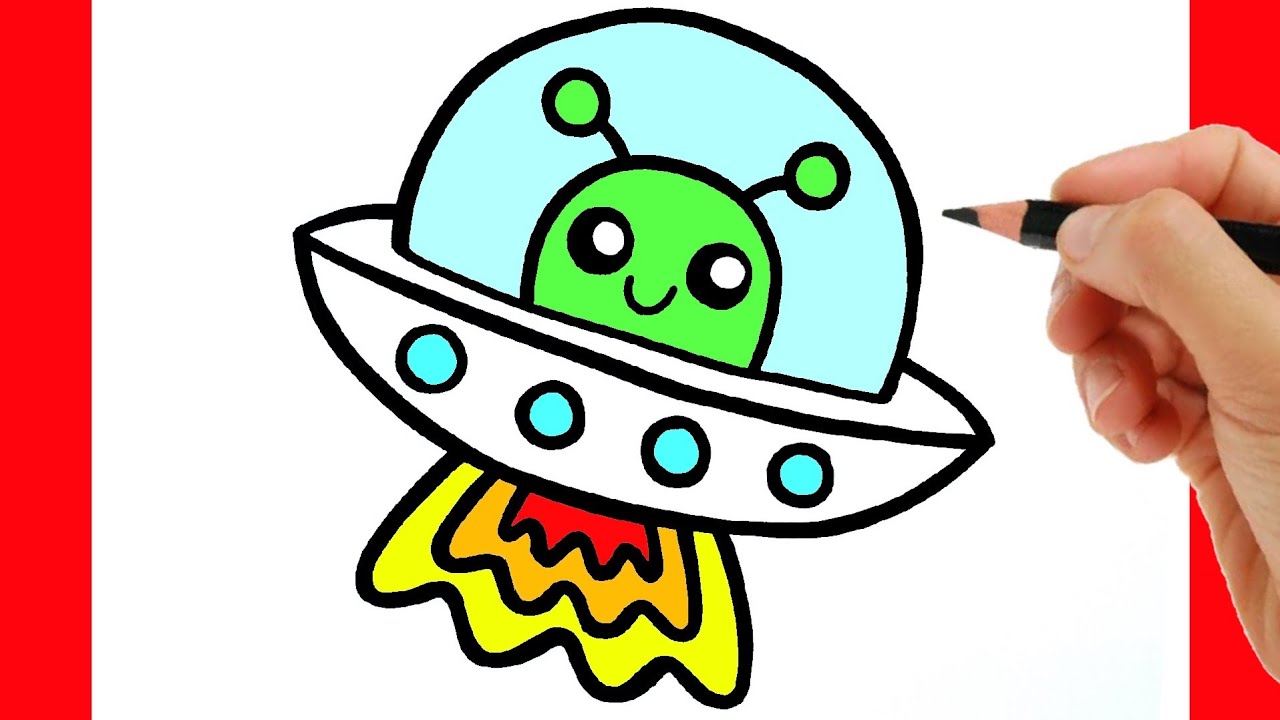 👽 How to Draw a Cute Alien UFO  Easy Drawing for Kids 