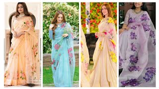 Latest Indian Floral Print Sarees Designs||Party Wear Ideas||2022 screenshot 3