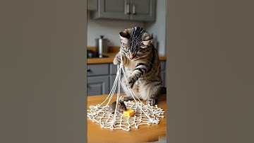 Uhh… 😺Which string am I supposed to pull!? ！ #shorts #tabbycat #trap