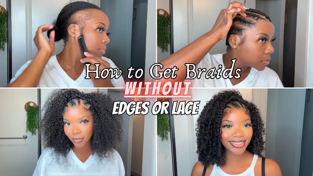 NO EDGES? | HOW TO GET HALF BRAIDS HALF WIG STYLE | ALOPECIA FRIENDLY  FT. HERGIVENHAIR