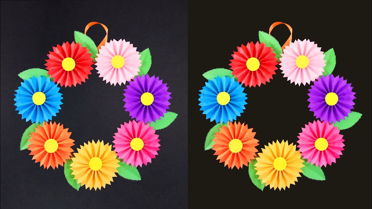 Paper Flower Wall Hanging- Easy Wall Decoration Ideas - Paper craft - DIY Wall  Decor 