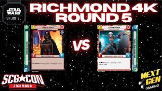 Star Wars Unlimited 4k  Round 5 | Vader Green vs Sabine Green | SCG CON Richmond