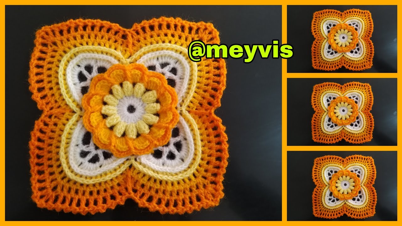 Flor a crochet paso a paso muy fácil| punto para colchas, tapete #crochet #tapetedecroche
