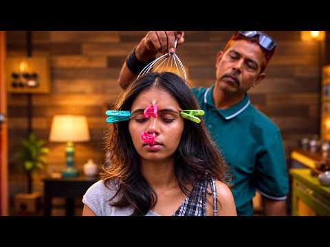Street Barber Acupressure Head Massage ASMR | Indian Massage