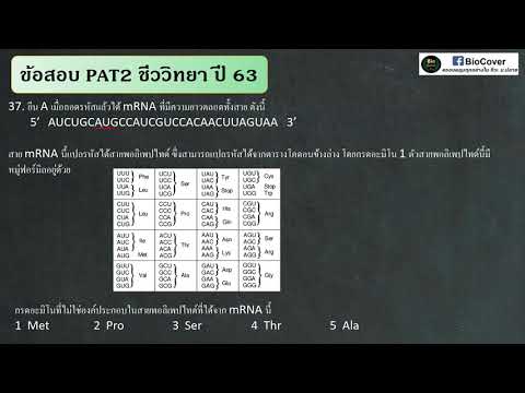 ชีววิทยา เฉลยข้อสอบPAT2 ปี 63 ข้อ 36-37 : พันธุศาสตร์โมเลกุล