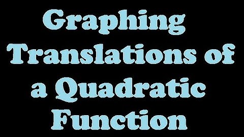 Graphing Translations of a Quadratic Function [4.1-2]