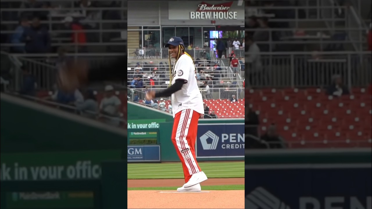 Aaliyah Edwards throws out the first pitch at Washington Nationals game
