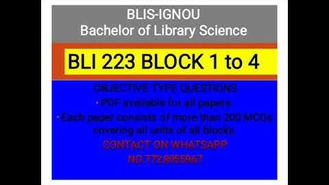 IGNOU BLIS BLI 223 BLOCK 3 MCQs OMR EXAM PATTERN