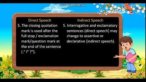 Class 5: Direct and Indirect Speech