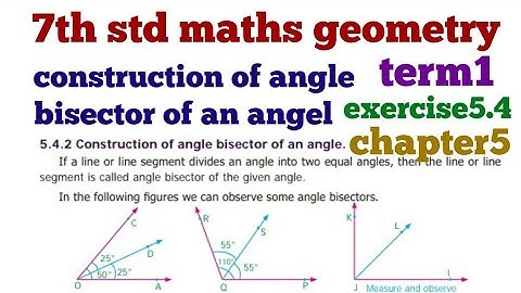 7th std maths geometry exercise5.4 construction of angle bisector of an angel chapter5 term1 tamil