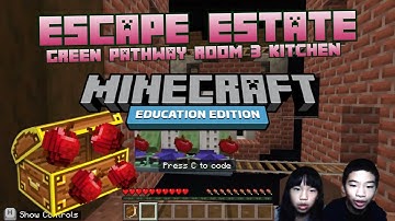 How to Code *ESCAPE ESTATE: GREEN PATHWAY ROOM 3 KITCHEN* in MINECRAFT: Education Hour of Code
