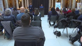 Victim advocates gather at Indiana Statehouse to mark Human Trafficking Awareness Month