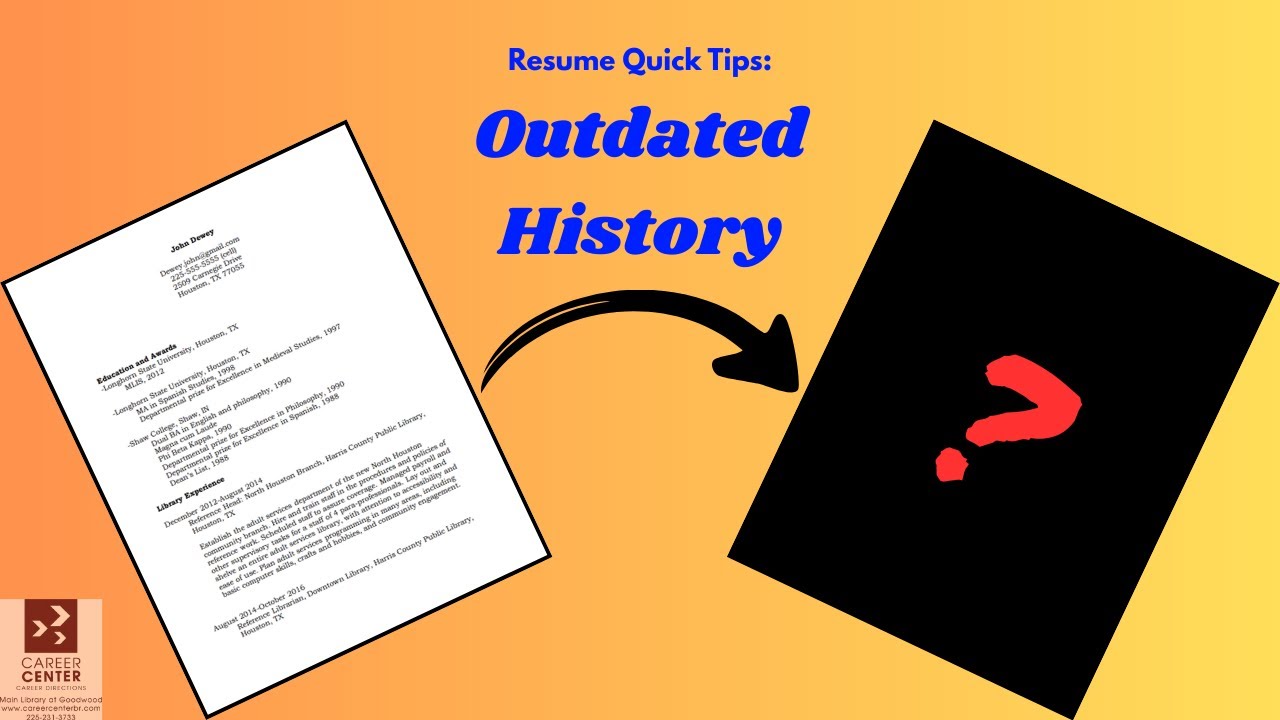 Old Resume Methods Resume Quick Tips: How to Modernize an Outdated Work History - YouTube