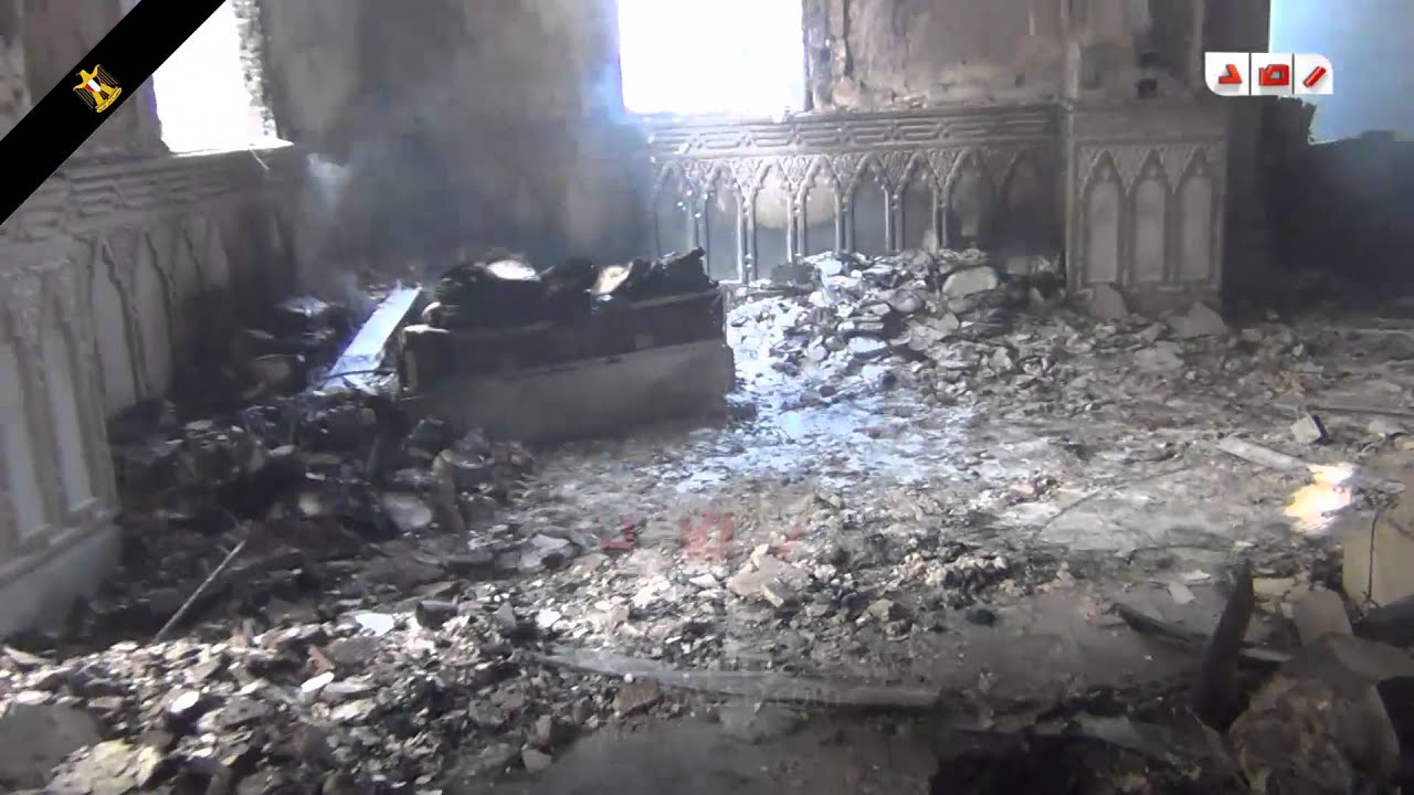 رصد | مسجد رابعة العدوية المحترق من الداخل