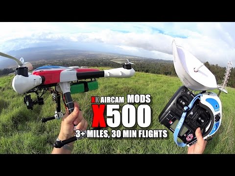 XK Aircam X500 - Mods for 30 Minute Long Range FPV Flights - [10,000mah lipo Brick Range Test]