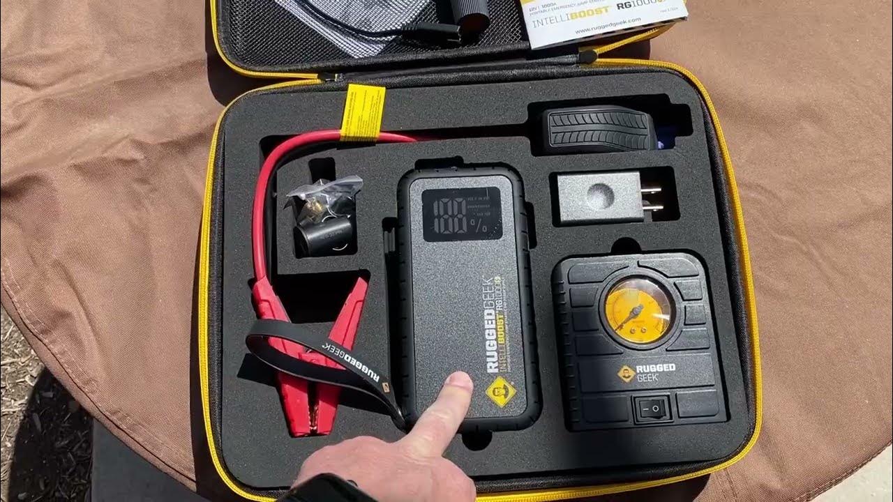 Gear Review Rugged Geek RG1000S Plus 1000A Portable Car Jump Starter with 12V Air Compressor