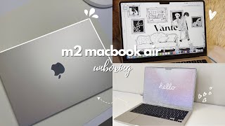 MacBook Air M2 (Starlight) uboxing 💻 + Setup, customizing, and playing Genshin!