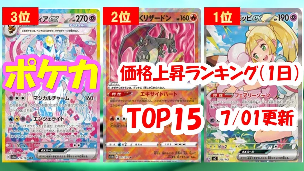 ポケカ】価格高騰ランキング(1日)7/1更新【Pokémon cards】 - YouTube