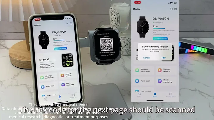 GPS Smart Watch D8 TWS 2-in-1 Headset Bluetooth Talk Heart Rate Blood