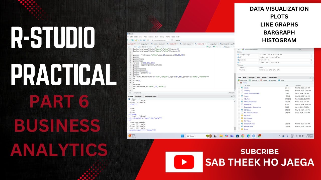 R STUDIO PRACTICAL- PART 6-DU BCOM-DATA VISUALIZATION - YouTube
