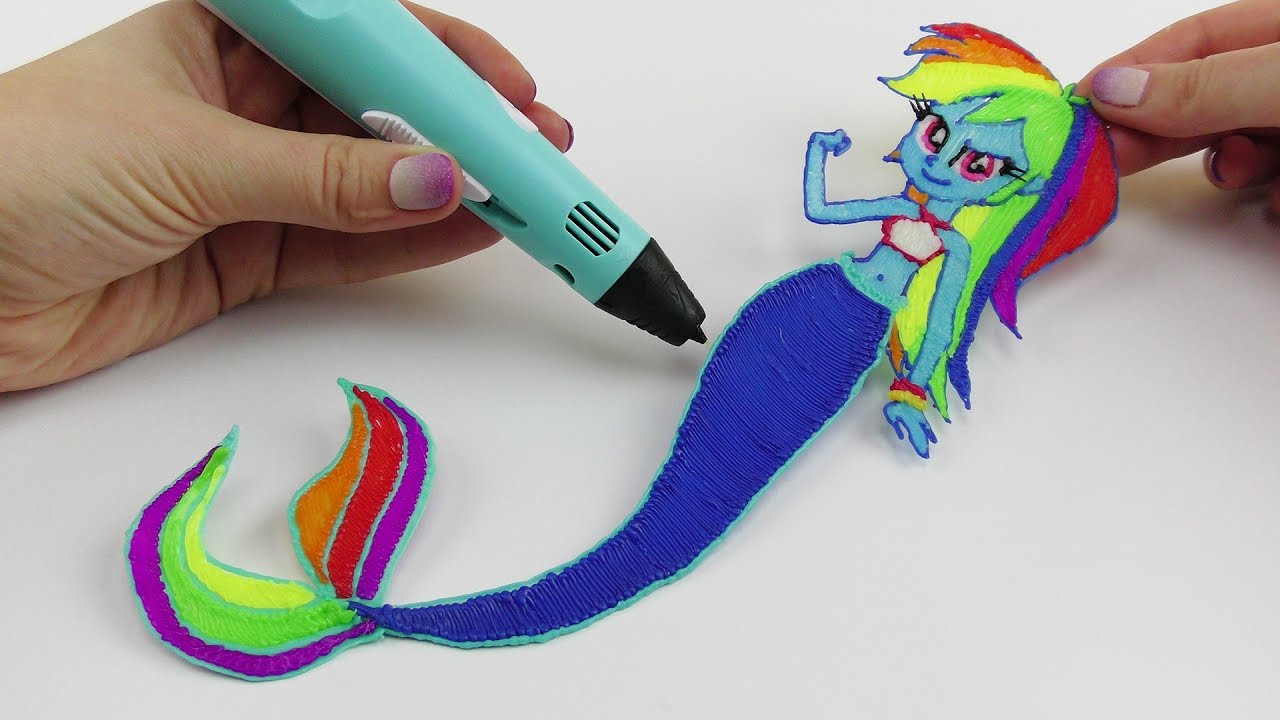 My Little Pony How to Draw Rainbow Dash Mermaid Equestria Girl with 3D PEN