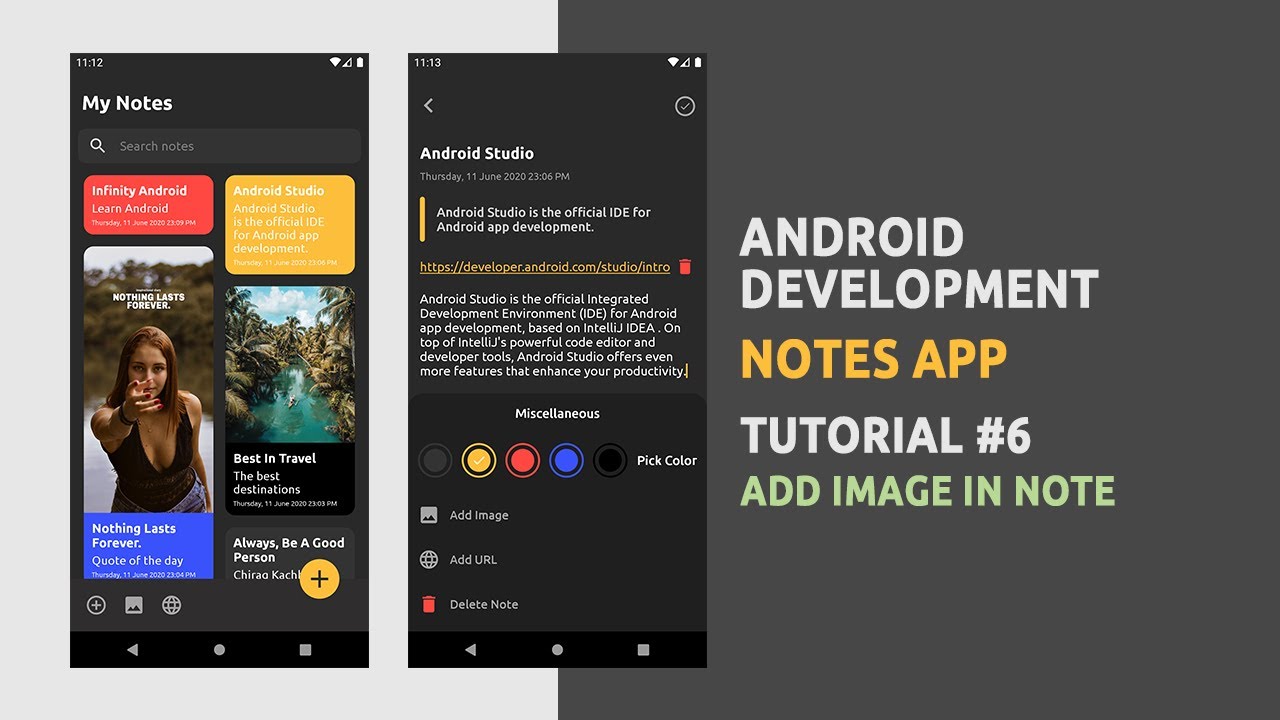  Android Development - Notes App - Add Image In Note - Android Studio - #6 