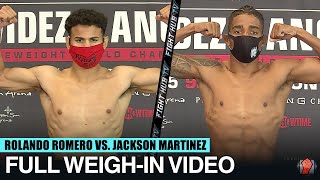 ROLANDO ROMERO VS JACKSON MARTINEZ - FULL WEIGH IN \& FACE OFF VIDEO