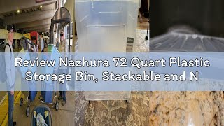 Review Nazhura 72 Quart Plastic Storage Bin, Stackable and Nestable Storage Boxes with Lids and Secu