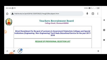 #TRB polytechnic provisional selection list released|| trb new update|| learn knowledge