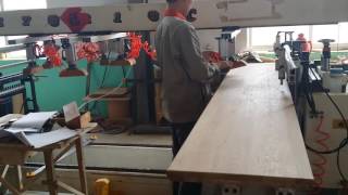 Multiple spindle boring machine for furniture production