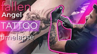 Fallen angel tattoo timelapse