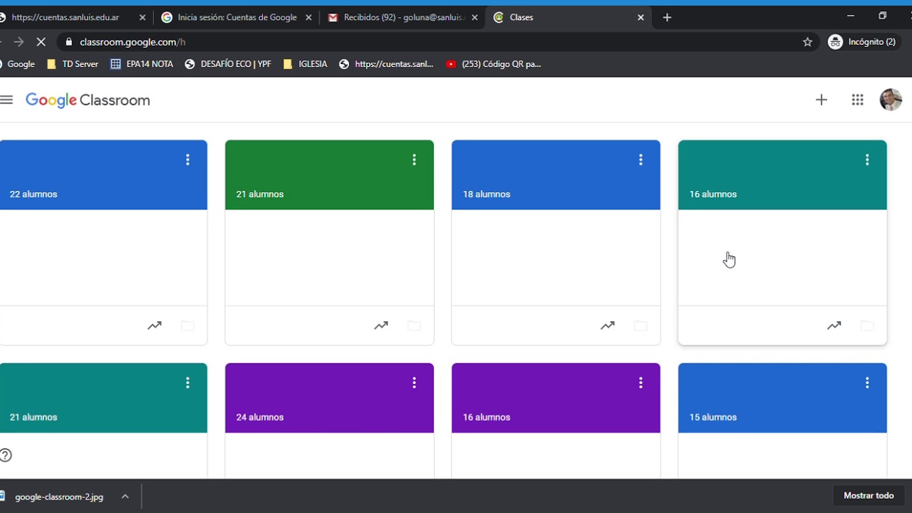 Google Classroom  @sanluis.edu.ar