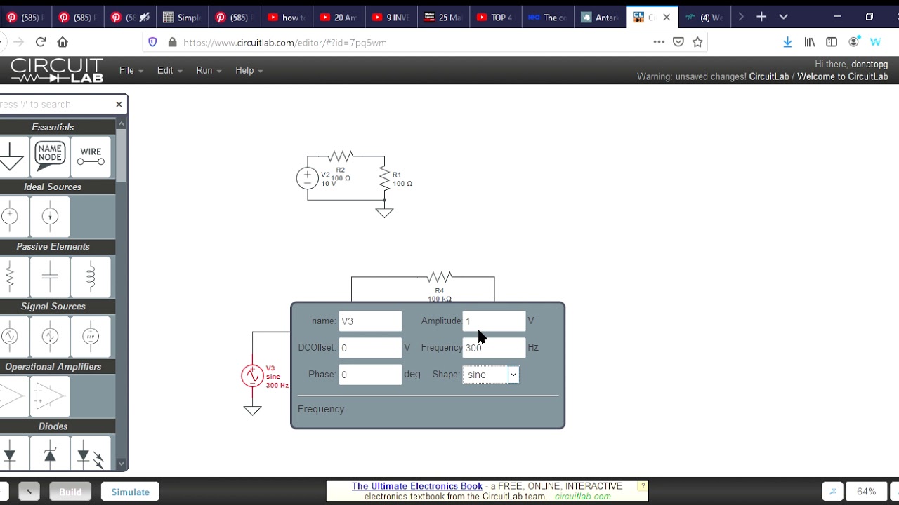 Ejemplo de uso del simulador circuital Circuitlab - YouTube