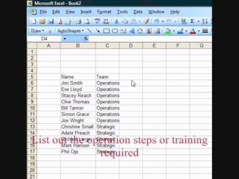 Example Training Matrix Created In Excel Youtube