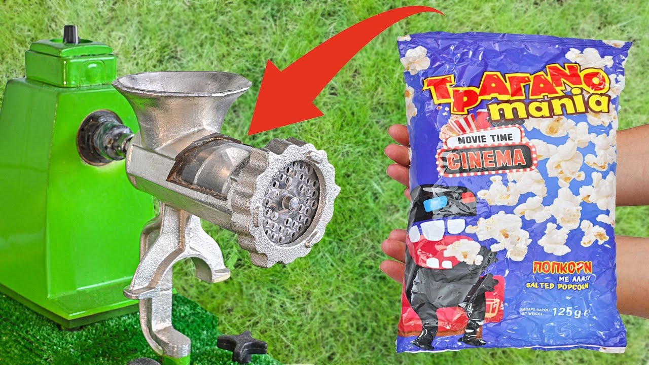 EXPERIMENT! Meat grinder vs Greek popcorns  *Satisfying video*