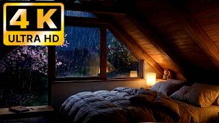 Cozy Chalet Bedroom Summer Rain 8H 4K 🌧️ Pure Rain Sounds Outside Window for Sleep & White Noise screenshot 5