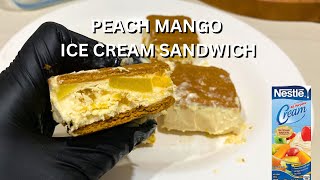 Peach Mango Ice Cream Sandwich | Homemade Ice Cream Sandwich Recipe | Graham Ice Cream Sandwich