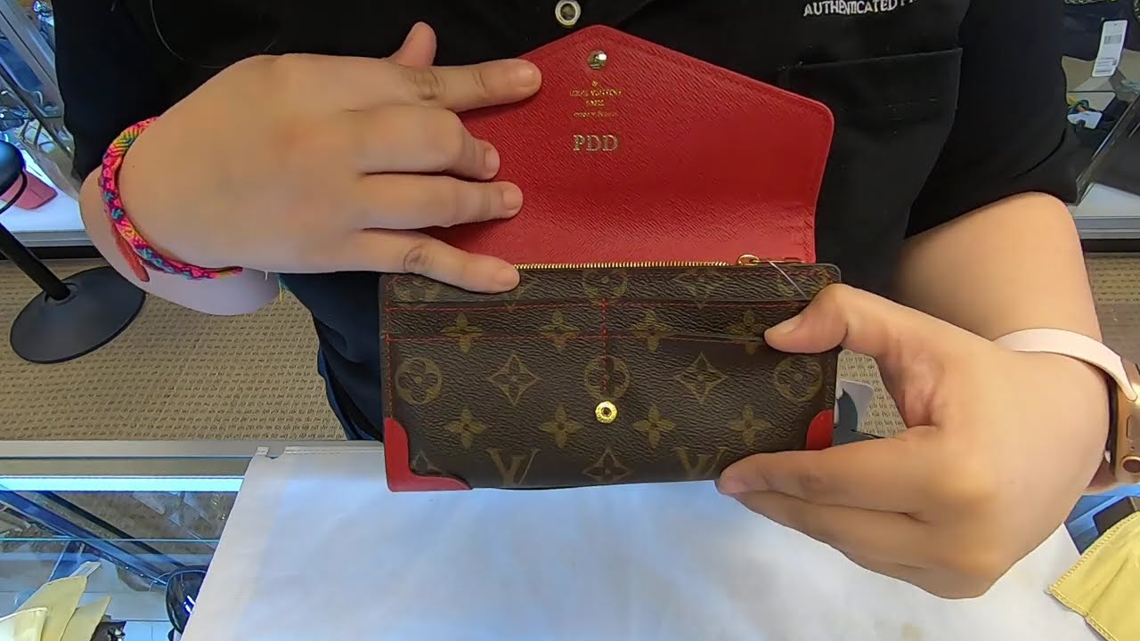 LOUIS VUITTON Sarah Retiro Monogram Canvas Wallet Brown/Cerise - Sold 