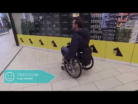 車いす用レバー式駆動システム　ニュードライブ　ショッピングモール回遊編